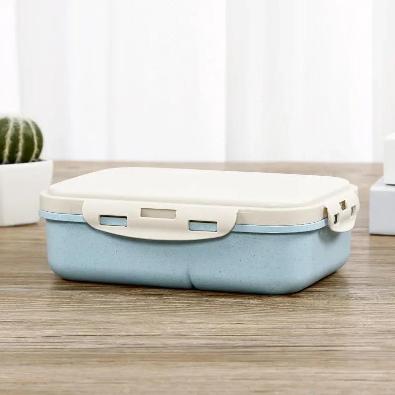Wheat Straw Lunch Box Microwavable Tableware Students Adult Multi Grids Lunch Boxes Insulation Keep Fresh Leakproof Storage Box