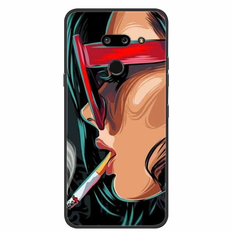 Für LG G8 G8S ThinQ Schwarze Hüllen Weiche Silikon TPU Handyhüllen Für G 8 S 8S ThinQ Luxus Rückabdeckung Funda Cartoon Schale Para Capa