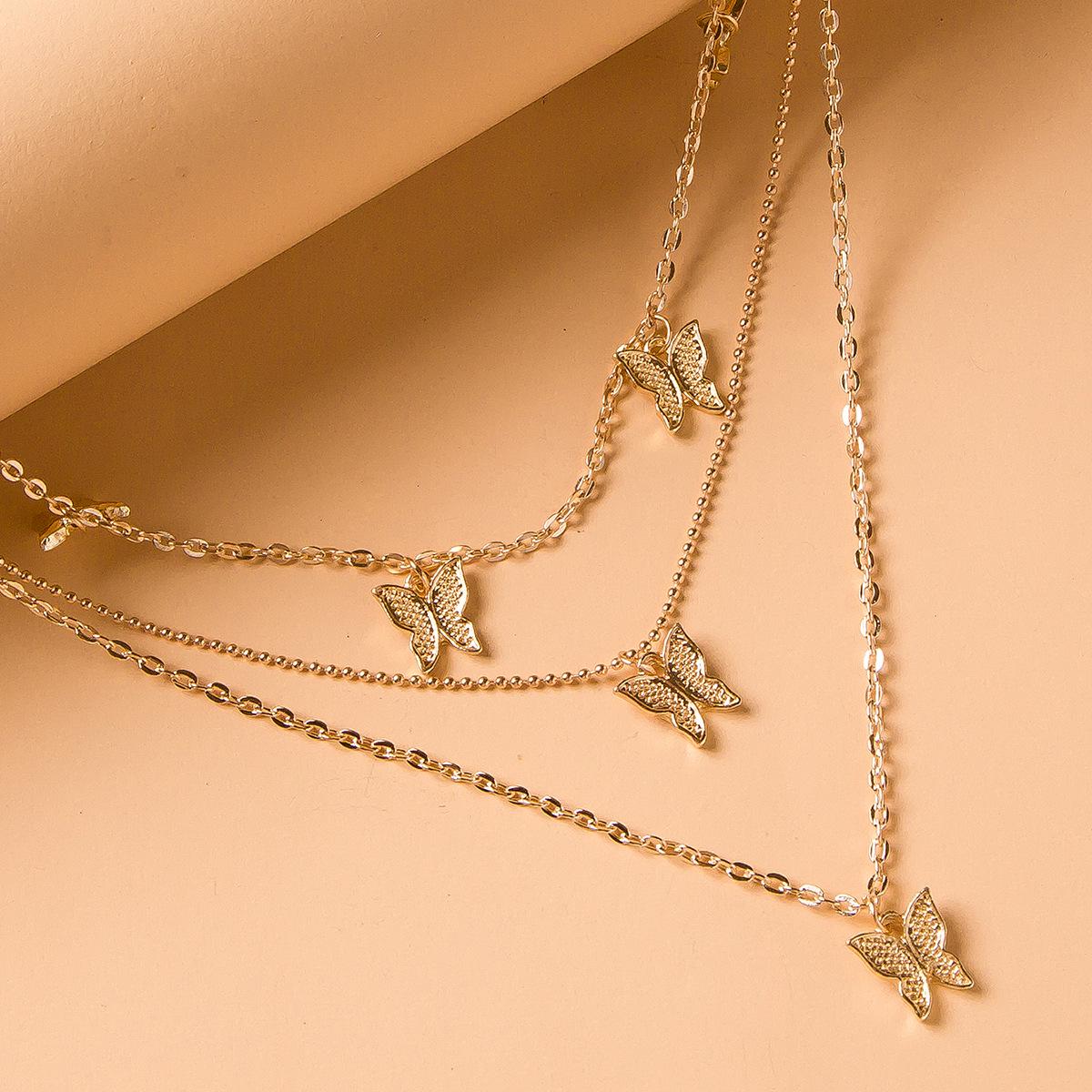Trendy Multi-Layer Butterfly Necklace - European & American Fashion Jewelry