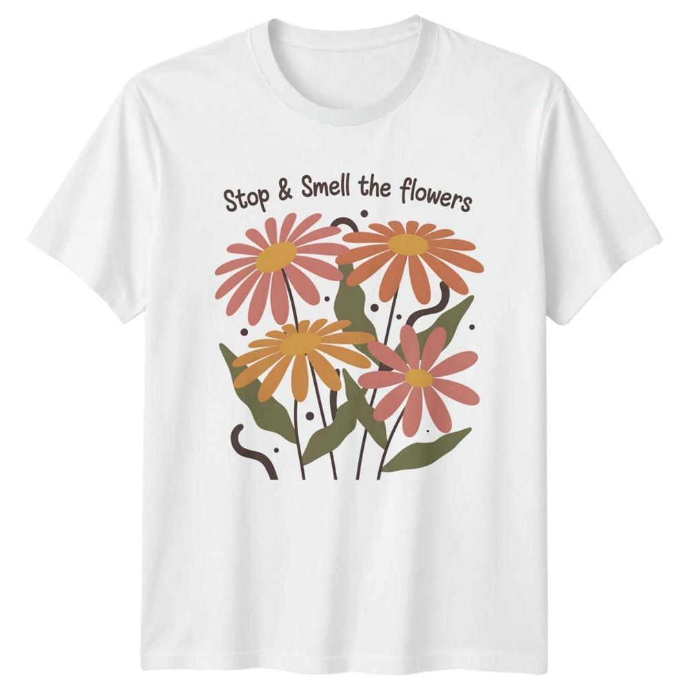 Stop Smell The Flowers TShirt Boho Floral Nature Gift For Him And Her S