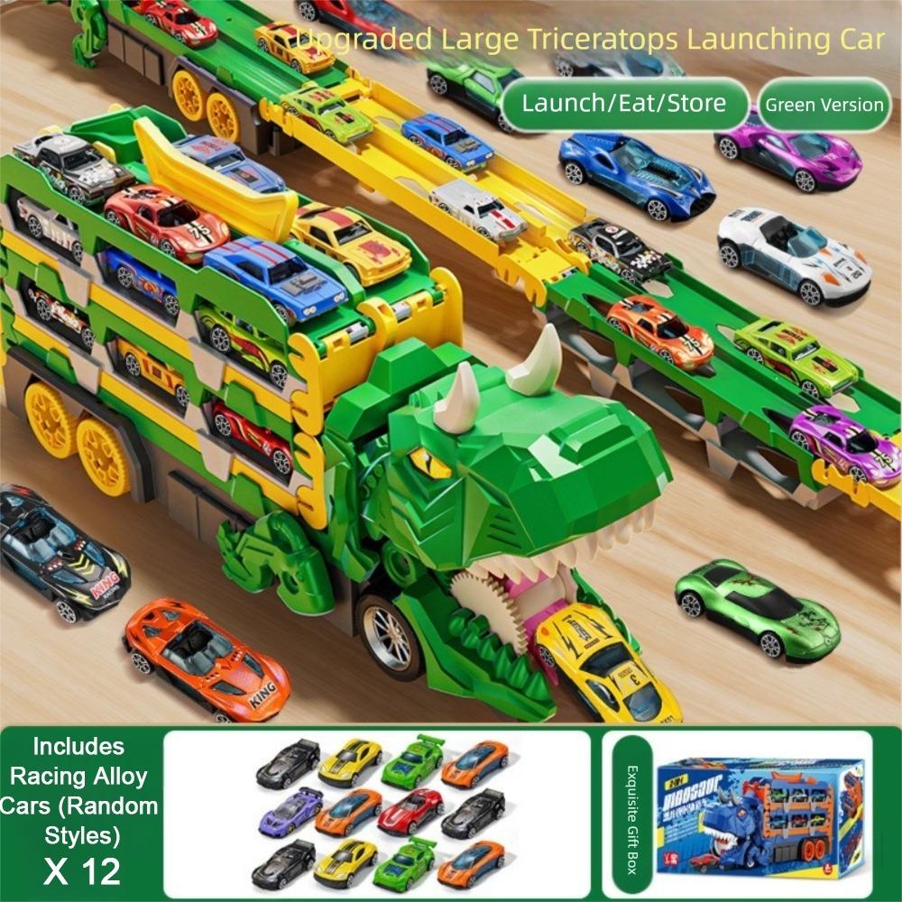 Foldable Track Dinosaur Foldable Truck Toy Transforming Molded Racing Cars Dinosaur Transport Truck Toys Metal Mini Cars