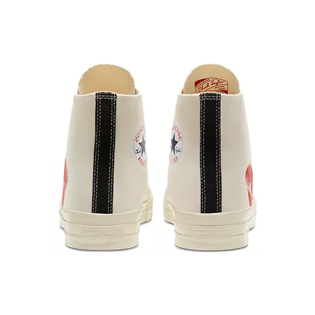 Mens Comme Des Garçons Play X Converse Chuck 70 High Milk 2023 Unisex Sneakers Cream White High-Risk-Red A08792C