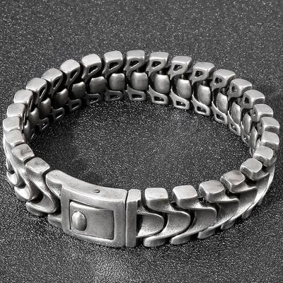 Men's Stainless Steel 16MM Keel Chain Bracelet for Man 8.46 Inches Vintage Old Silver Color Metal Jewellery Wholesale Items