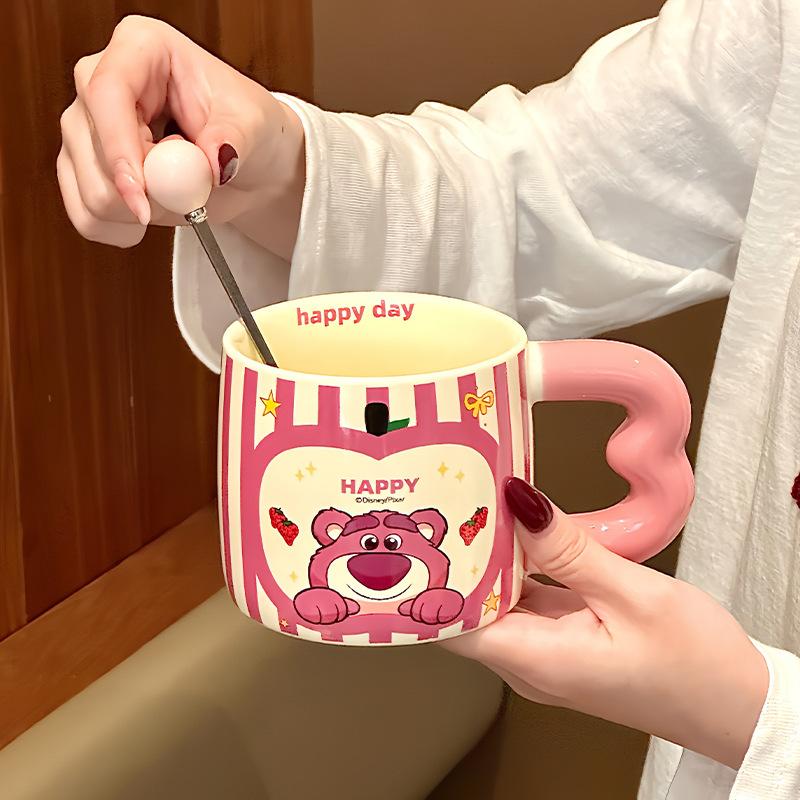 Vysoce hodnotný roztomilý hrnek s Medvídkem Pú pro pár, keramický pohár na vodu, dětský hrnek na mléko a kávu, dárek k narozeninám, dárková krabička