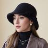 Hat Lady Autumn and Winter New Wool Top Hat Fashion Flower Warm Basin Hat Bucket Hat