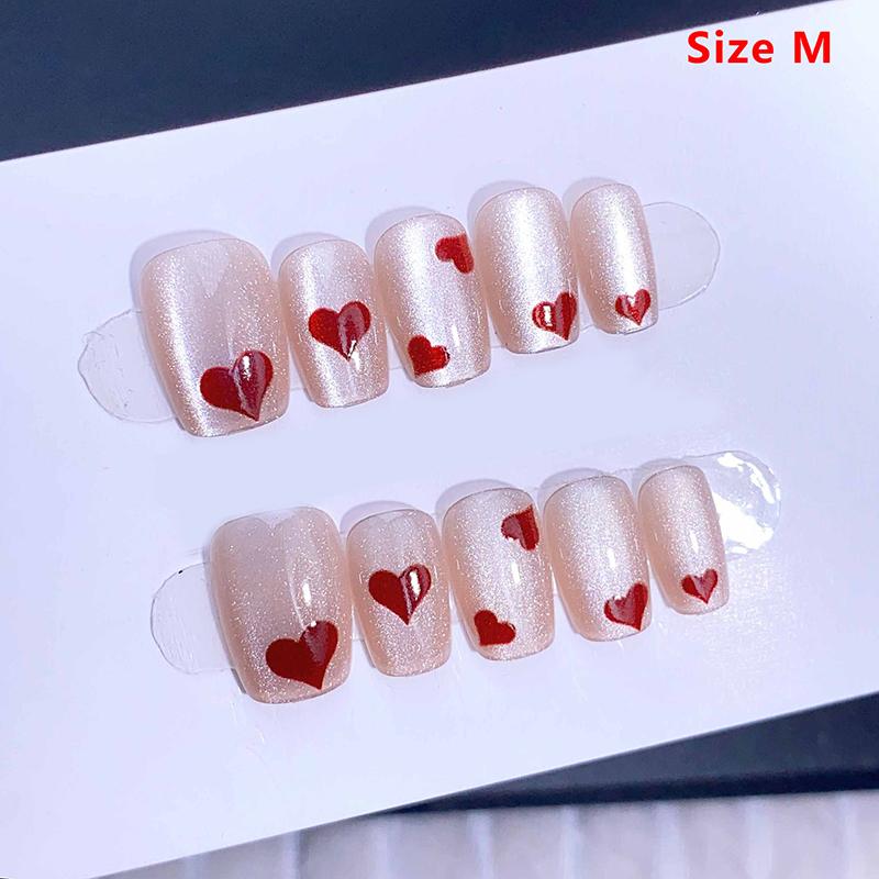 10/30Pcs Cat Eye Press On Nails Handmade Short Full Cover Nail Tips Xs/S/M/ Wearable Women Fake Nails Manicure Decoration