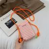 Fashion Mini Square Grid Canvas Shoulder Bag Portable Crossbody Mobile Phone Pouch Multifunctional Women Girls Lipstick Storage