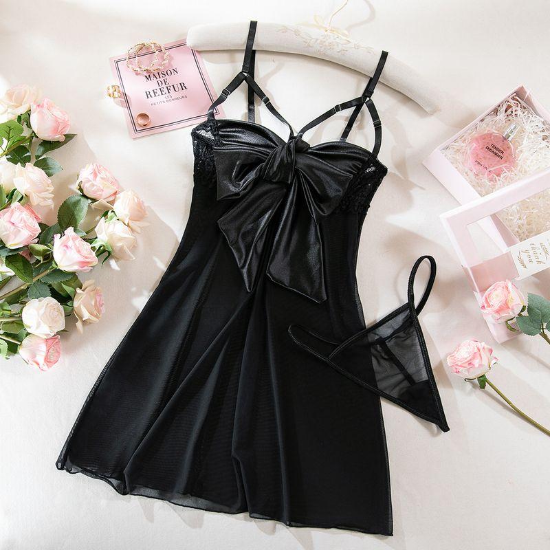

Outfitgirl Red Hot Sexy Sexy Bow Perspective Low-Cut Flirting Passion Seduction Lace Nightdress Black S