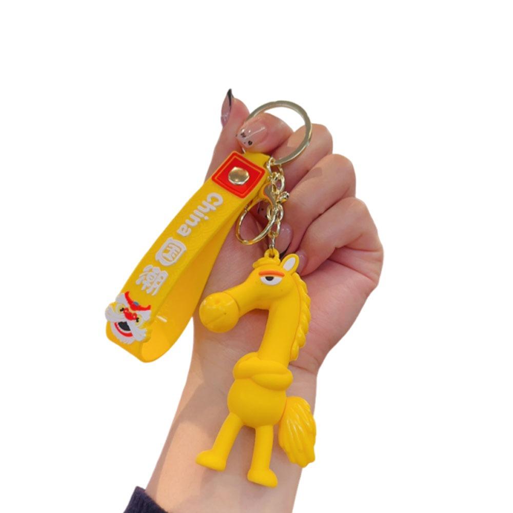 Cute Lucky Horse Keyring Traditional New Year Keyring Funny Animal Car Keychain  Bag Decoration