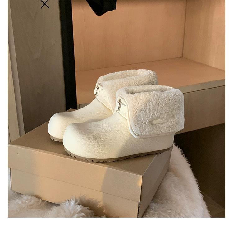 

Short Boken short boots Children s simple temperament inner height increase retro round head autumn and winter new warm thin boots 40 білий