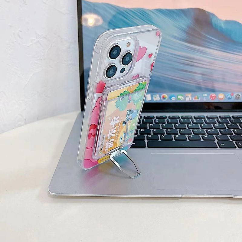 Clear Magnetic Card Holder Wallet Case For Magsafe Iphone 16 15 14 13 Pro Max With Fold Phone Holder Macsafe Card Slots Pocket