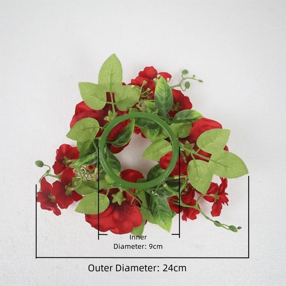 2026 Simulierter Kerzenständer-Kranz, Mini-Kunstblumen-Rhododendron-Kranz, Seidenkerzenring, Weihnachtsschmuck
