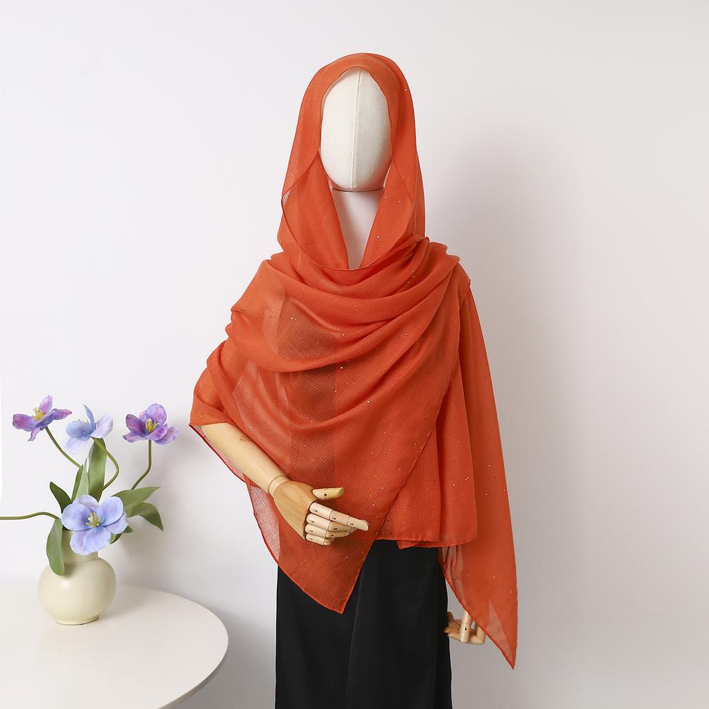 Spot Thin Solid Color Polyester Cotton Monochrome Sprinkled Gold Small Sequins Scarf Women'S Bag Headscarf Shawl Xiyin