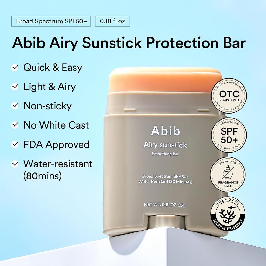 ABIB Luftiger Sonnenschutz-Stick Breitband LSF50+ 23g | Koreanischer Sonnencreme-Stick Sonnenschutz Sonnenschutz