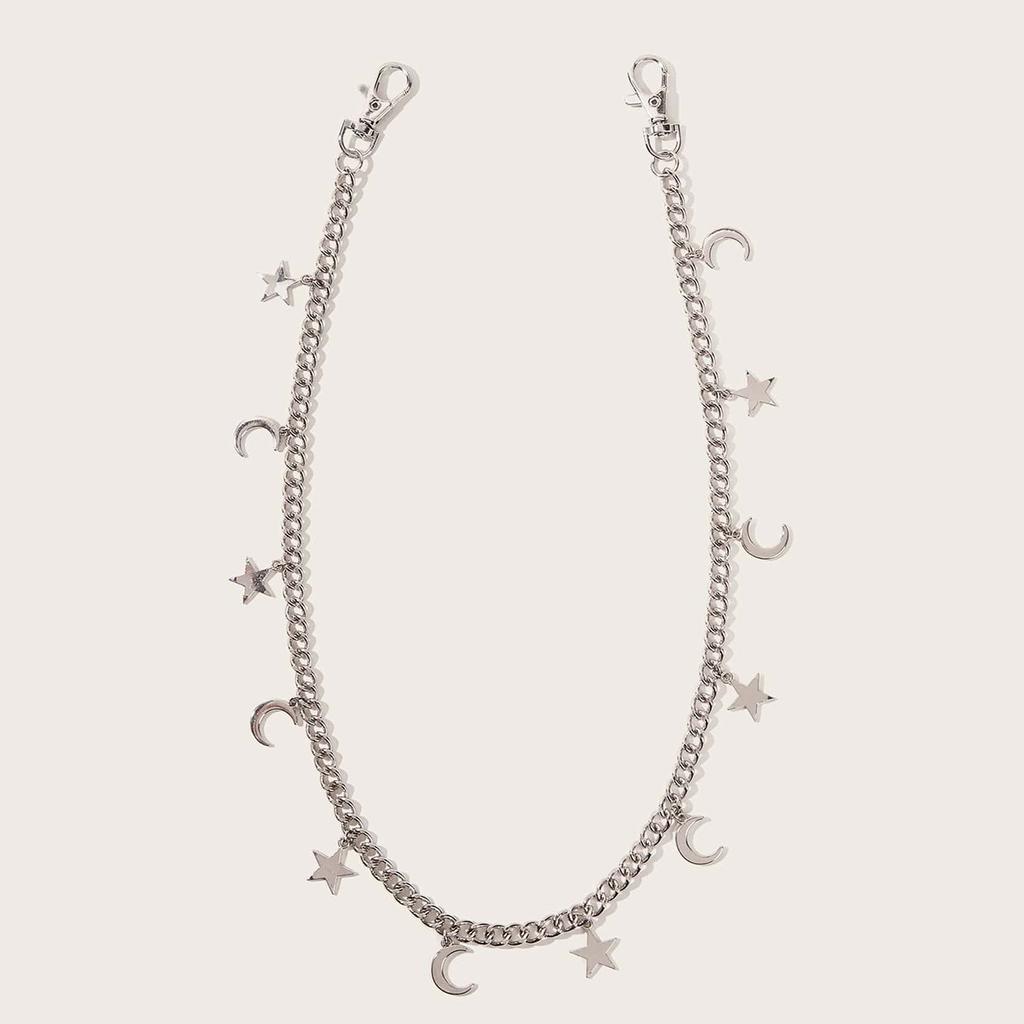 Europäische und amerikanische junge schwarze Fünf Neue fünfzackige Stern Mond Mode Vielseitige Hose Taillenkette