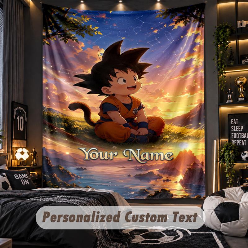 Personalized Wall Tapestry,Dragon Ball Custom Printed Name, Fabric Wall Art For Indoor Room Backdrop