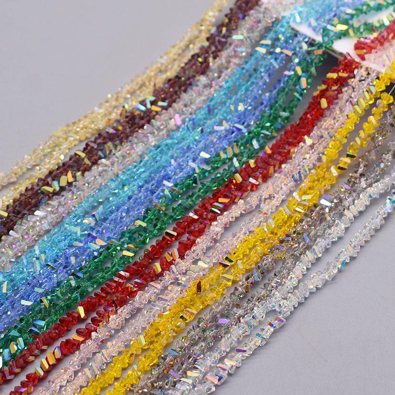 4mm 130pcs High Quality Triangle Crystal Glass Beads Shiny Color Loose Beads For Jewelry Making DIY Earring Necklace