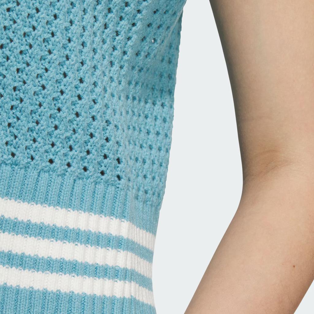 Adidas Originals Adicolor 24 Autumn Winter Collection Striped Fashion Comfortable Soft Vest Women Tops Old-Blue JD5803