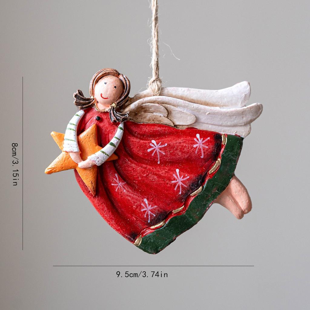 1PC Retro European Style Old Christmas Resin Angel Decoration Pendant Christmas Tree Decoration Pendant Christmas Tree Embellishment
