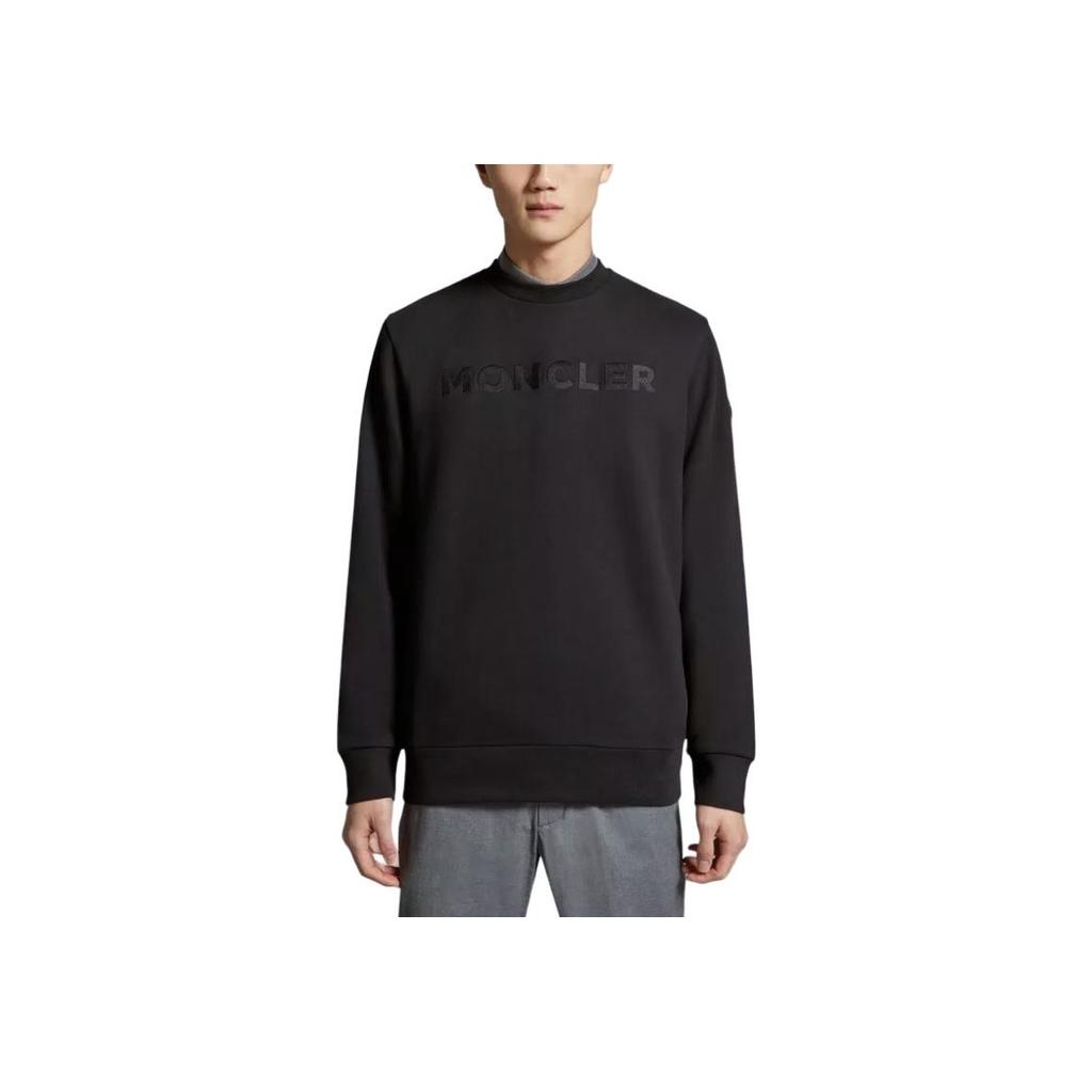 Moncler Letter Print Fitted Long Sleeve Sweatshirt Men Sweatshirt Black J1-091-8G00040-89AHS-999