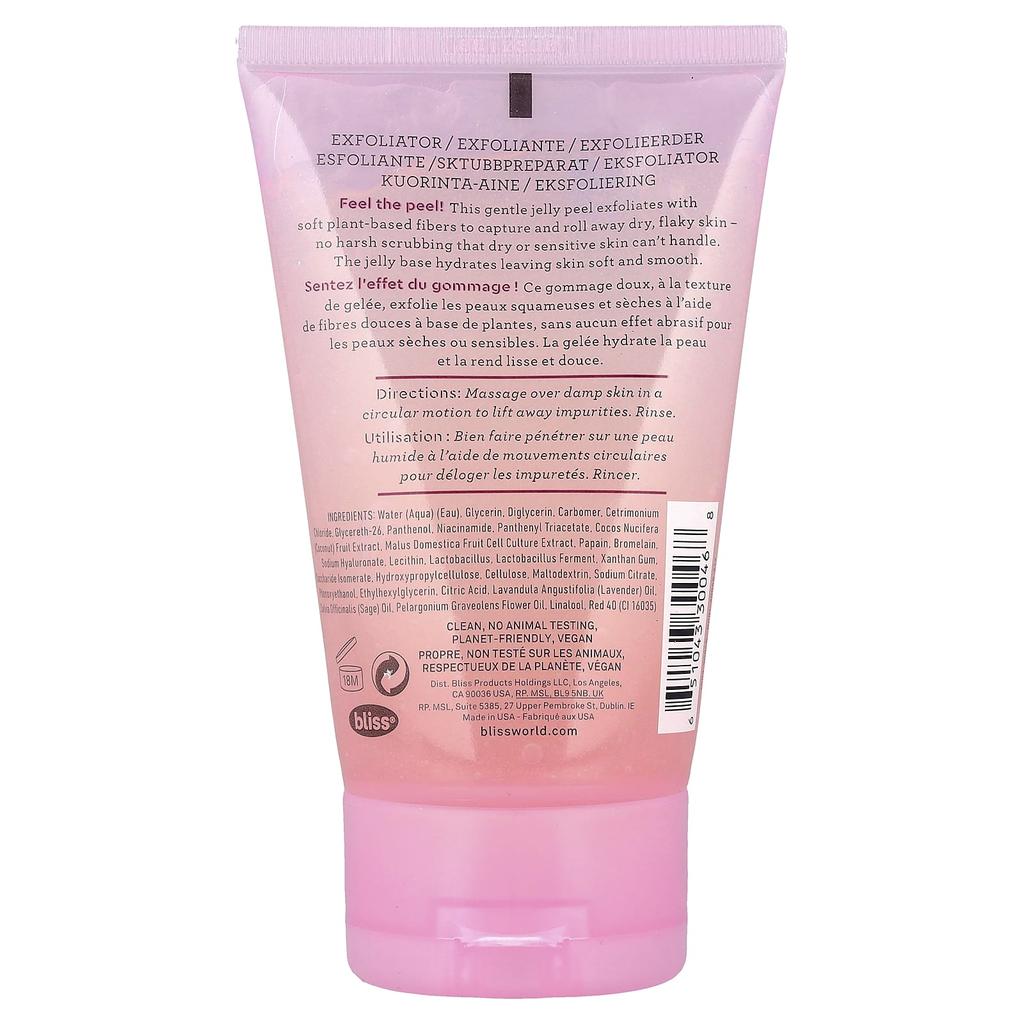 Bliss, Jelly Glow Peel™, Gentle Exfoliator with Fruit Enzymes, 4 Fl Oz (120 Ml)