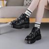 Spring New Women's Shoes Heavy Metal Thick Bottom High Top Punk Leather Shoes Gothic Dark Motorcycle Boots Trend