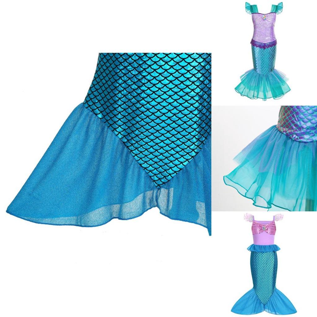 Girl's Little Mermaid Ariel Princess Dress Cosplay Costume For Children Beautiful Mermaid Skirt For Girls' Parties And Performances