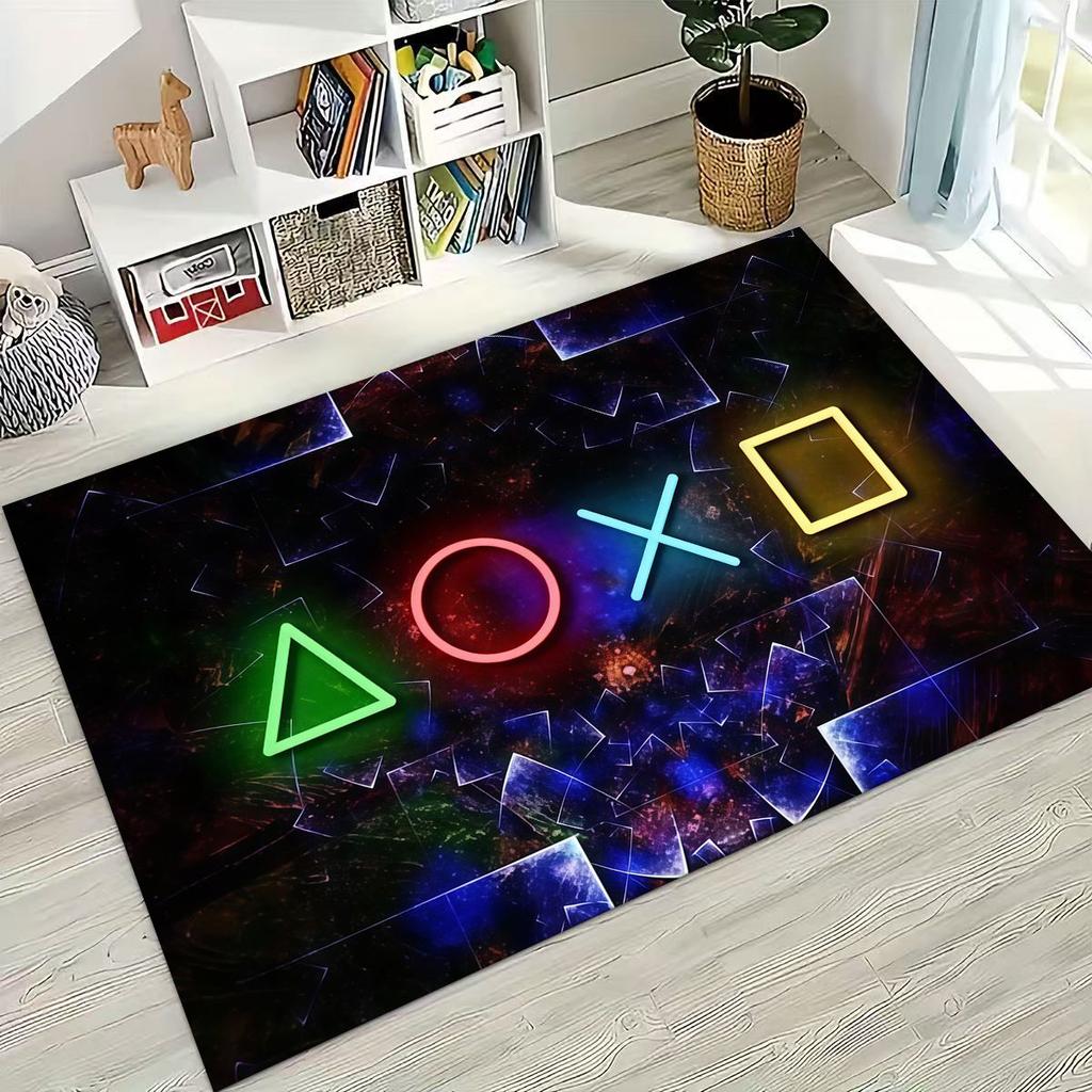 New Gamer Zone Game Controller Cartoon Playroom Rug for Bedroom Living Room Sofa Home Doormat Decor, Kid Non-slip Floor Mat