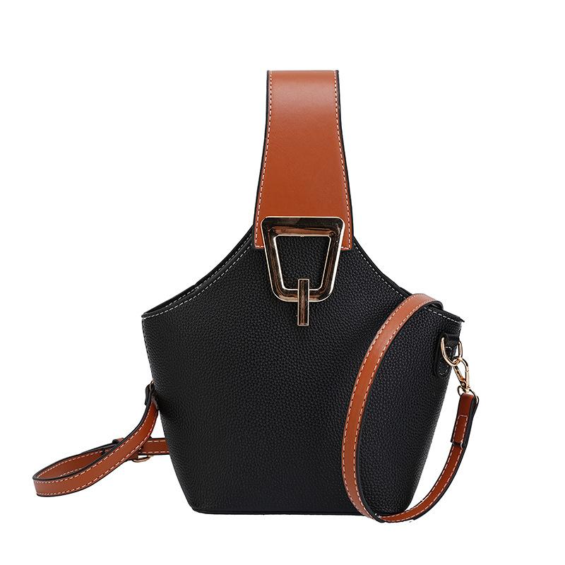 2025 New Niche Design Crossbody Bag Casual Simple Contrasting Color Shoulder Bucket Bag Fashionable High-end Handbag
