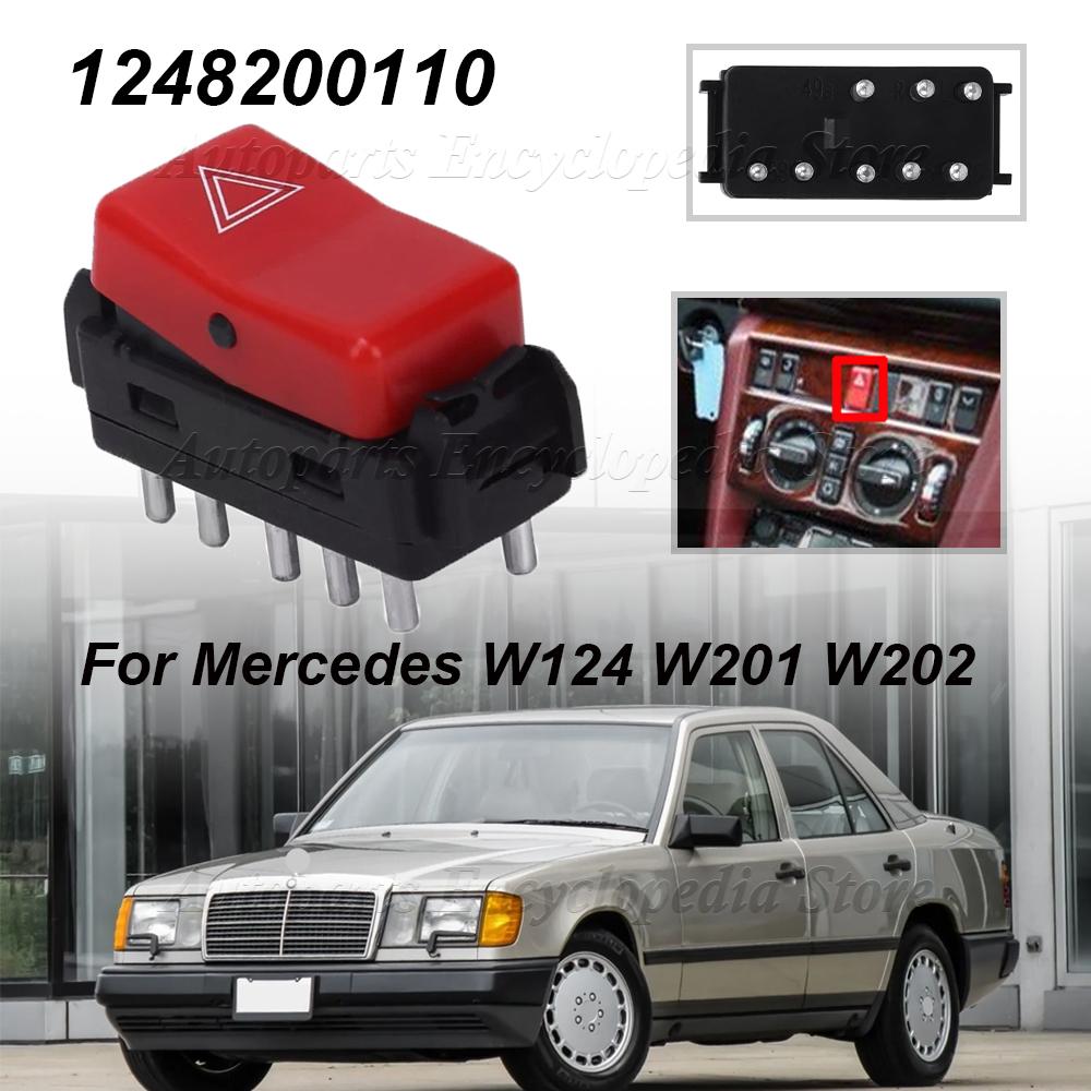 Car Warning Hazard Light Switch 1248200110 For Mercedes W124 W201 W202 Red Replacement Auto Accessories