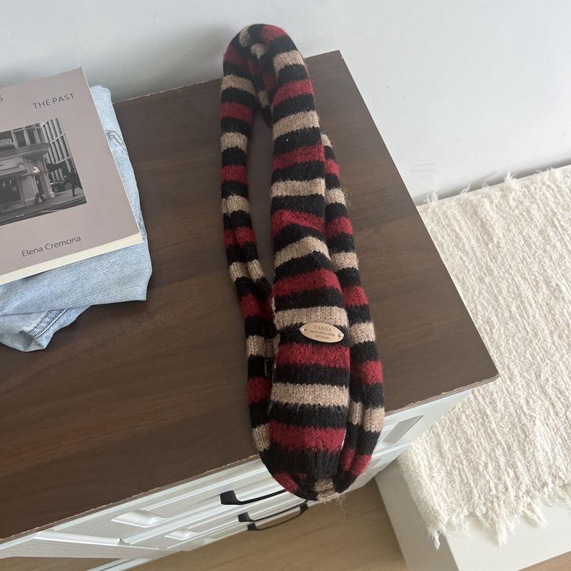 

Рання осінь та зима, Дондемун, Південна Корея, Тонкий вузький довгий маленький смугастий шарф, Жіночий модний міленіальський стиль, В язаний шарф-ковбаска