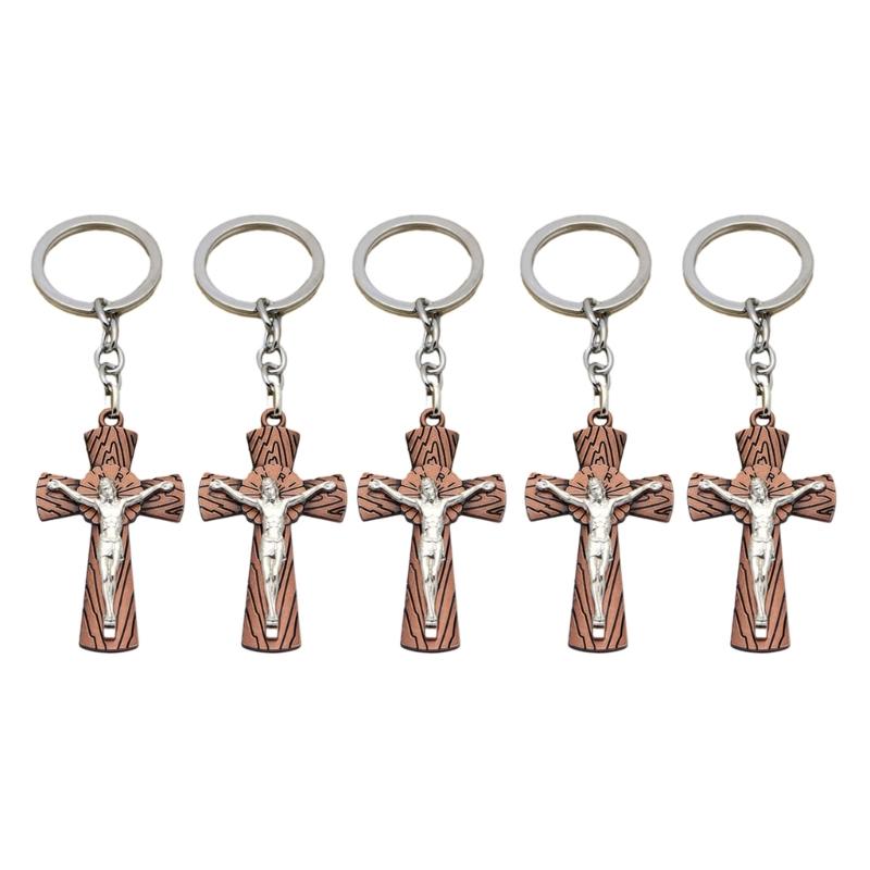 Cross Keychains Key Rings Religious KeyChains For DIY Car Hanging Simple Jewelry Handmade Gift