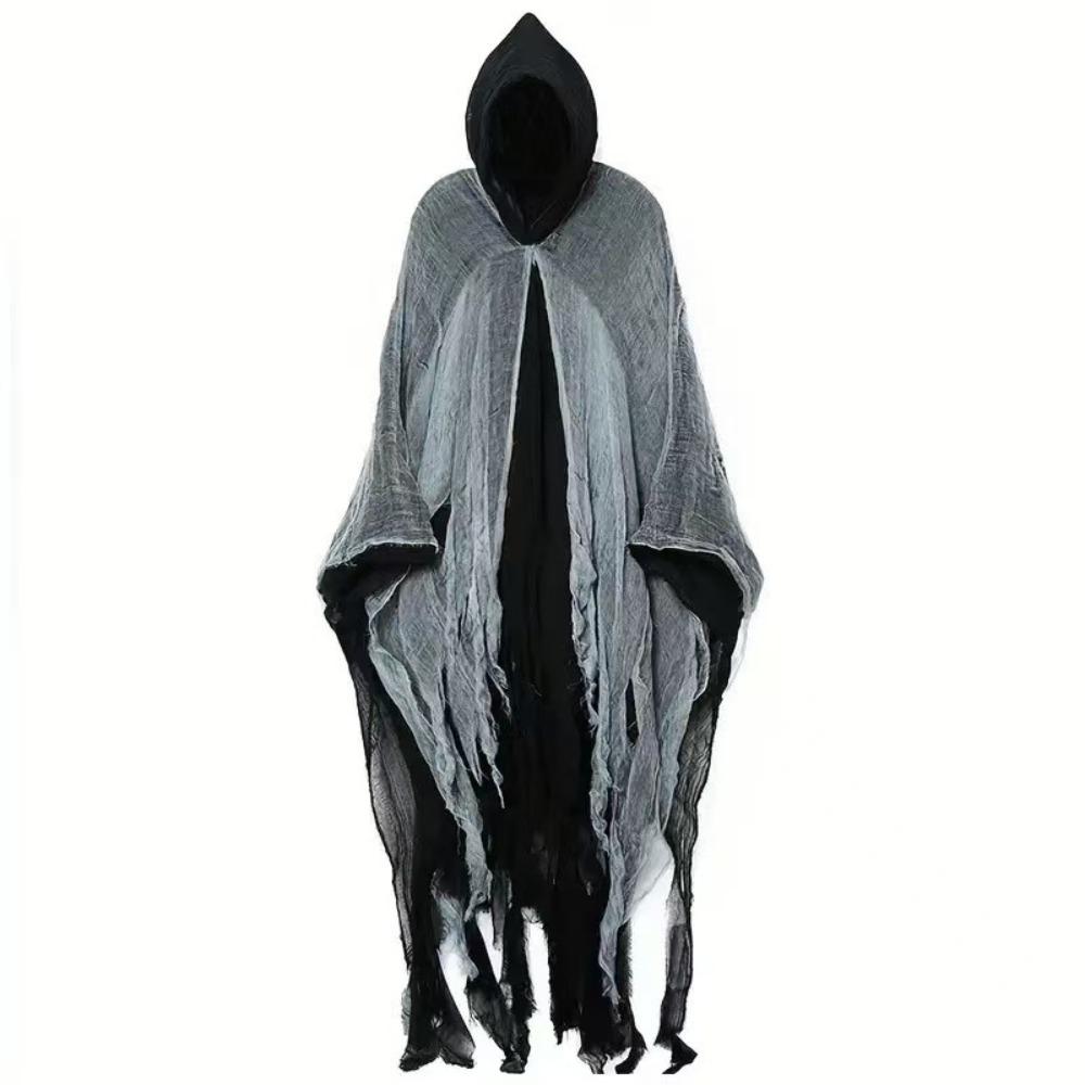 Creative Gift with Oversized Hood Halloween Hooded Cloak Vintage Black Color Overcoats Cosplay Costume