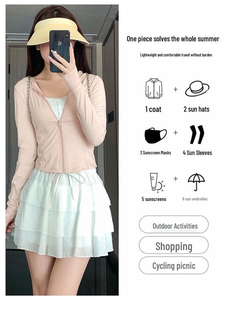 Women's Slim UV-Protective Yoga Hoodie - Cool Touch, Breathable, and Lightweight