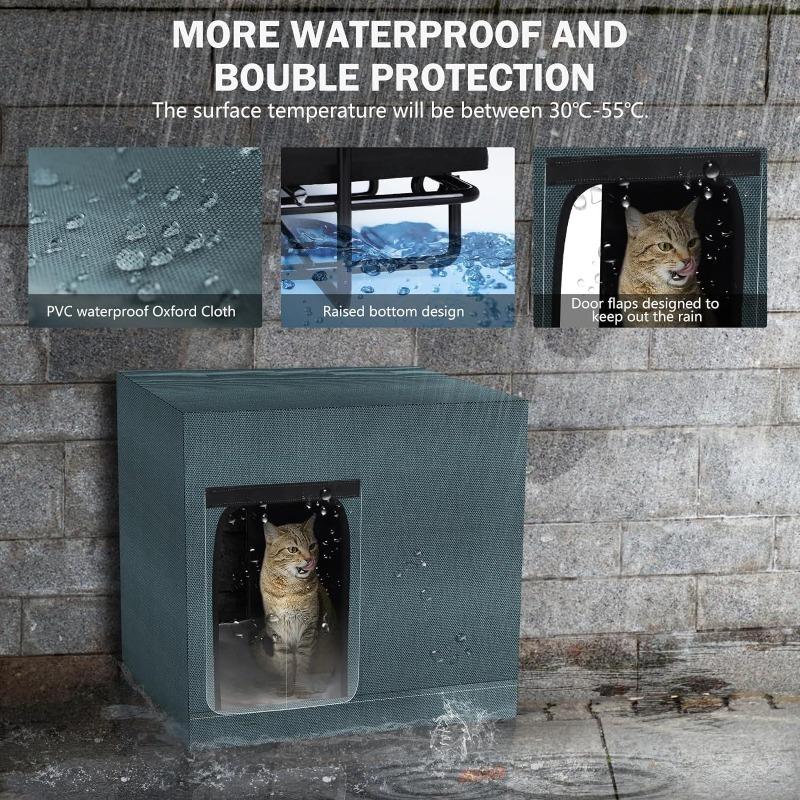 Waterproof Cat House Outdoor Insulation Cat Houses Warm Pet Cats Heating Bed Foldable Portable Waterproof Safety Cats Houses
