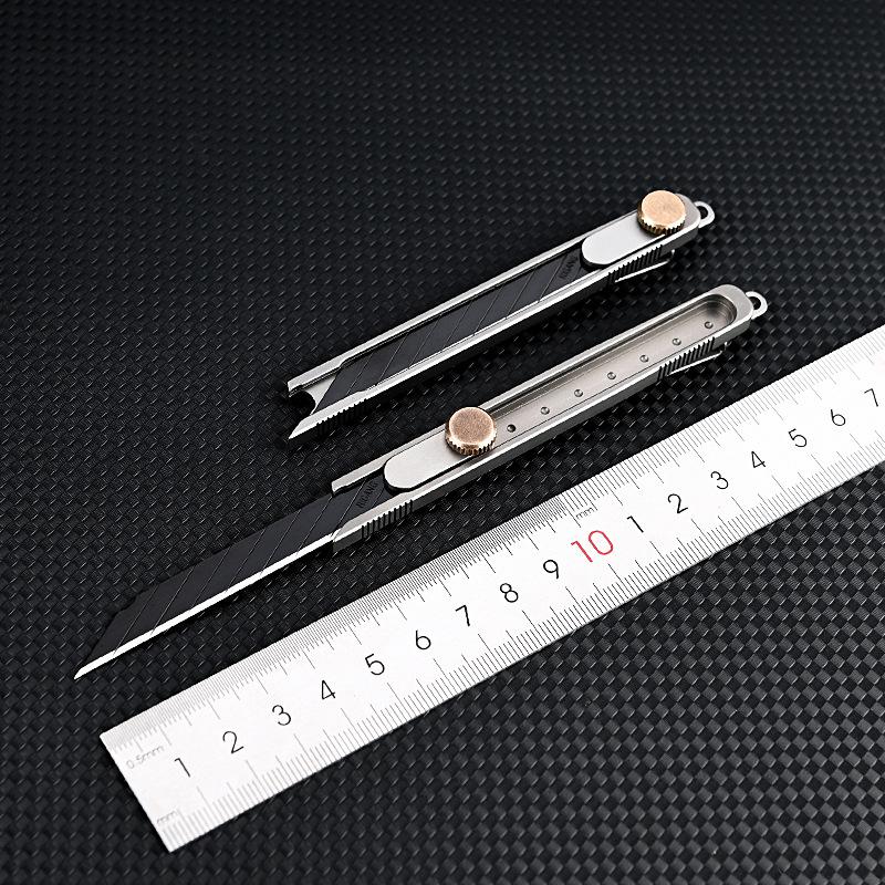 Upgrade Art Telescopic Utility Knife Titanium Alloy Handle Bottle Opener Paper Cutter Pocket Tools GIFT 10PCS Replaceable Blade