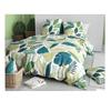 Parure de lit - Housse couette + 2 taies - 220 x 240 cm - Feuillage tropical - 100% coton doux