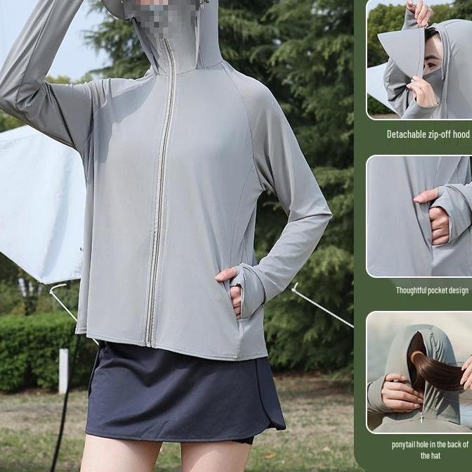 Women's Hooded Sun Protection Knit Cardigan – Lightweight Long Sleeve Outdoor Jacket