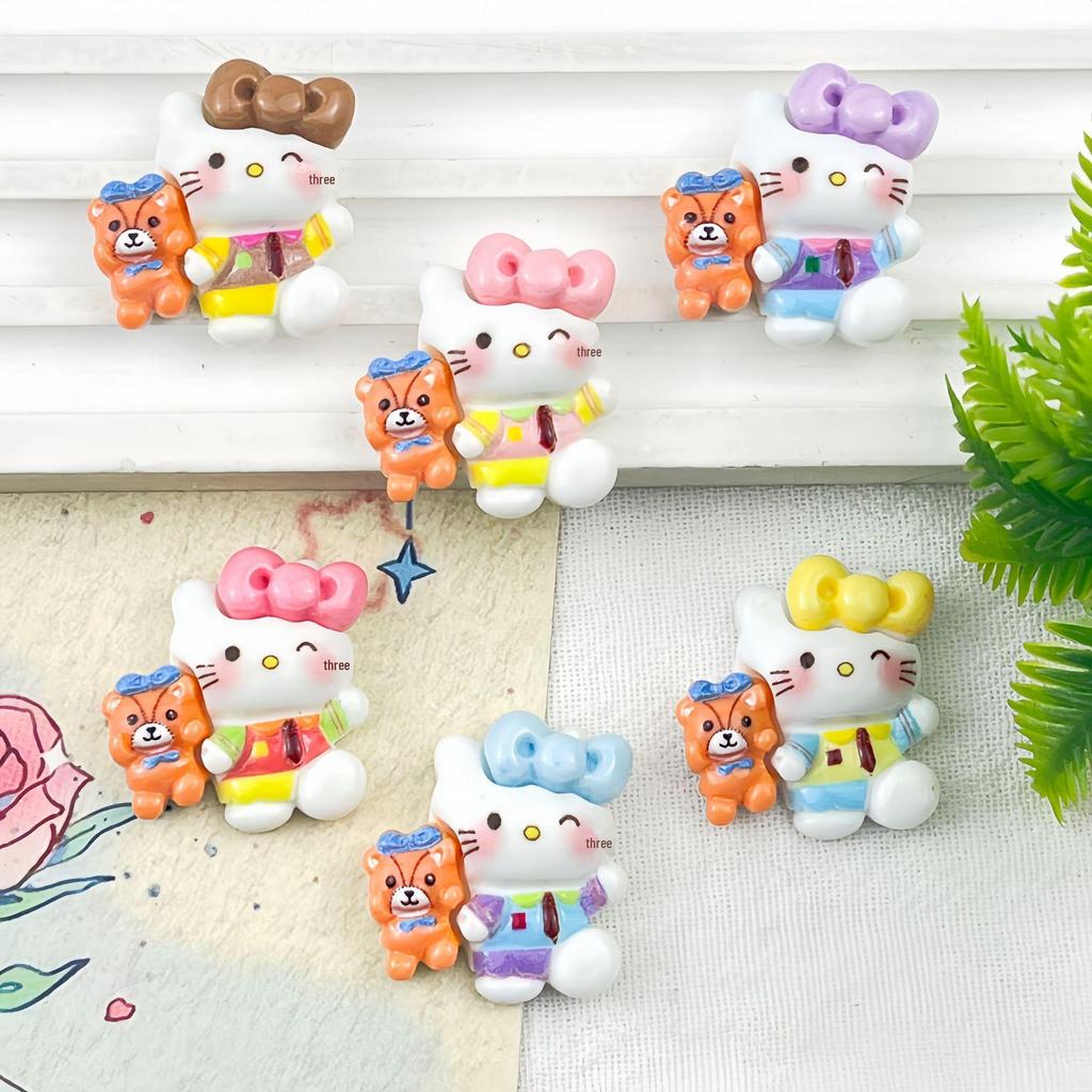 Cartoon Cat DIY Resin Accessories: Tie, Cream Glue, Phone Chain, Pendant, Buckle, Hair Clip, Ornaments.