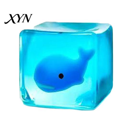Cube Sensory Toy Glow-in-the-Dark Stress Toy, Relief Squeeze Marine Animal Balls Clear with Luminous Sea Inside Transparent
