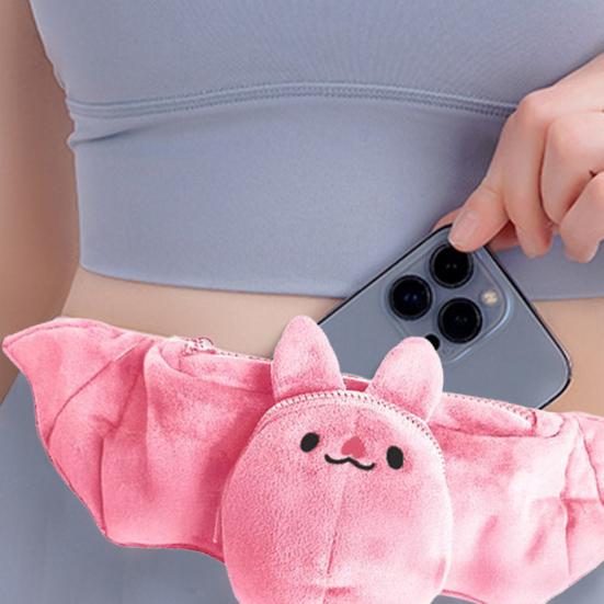 Waist Bag Plush Stuffed Bat Purse with Card Slots Squeaky