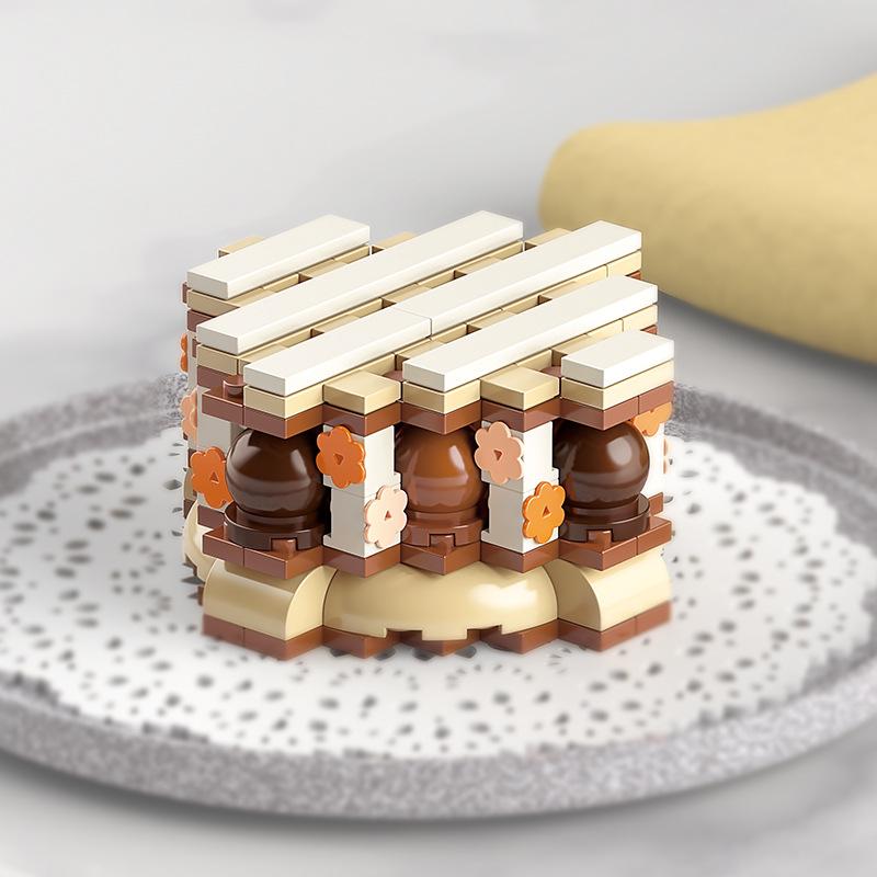DIY MOC Ciasto Wafel Tost Czekolada Suflet Rolada Szwajcarska Lody Kruche Tartaletki Klocki Model Klocki Zestawy Zestawy Zabawki dla Dzieci