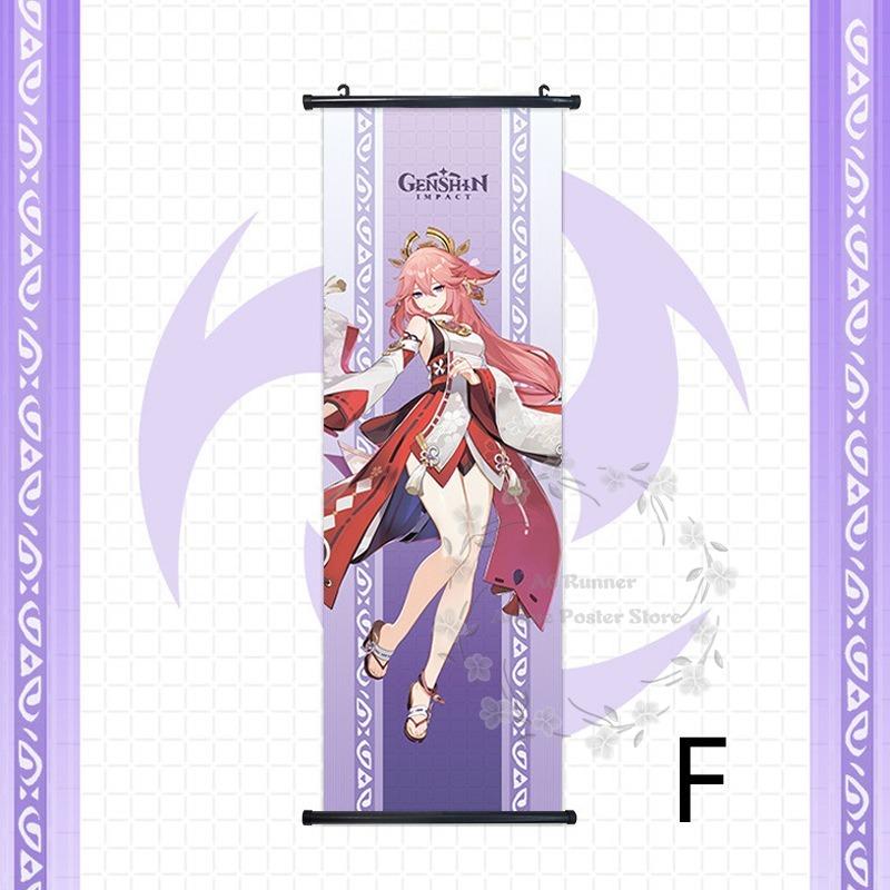Impact Genshin Scroll Hanging Painting Anime Character Bedroom Decoration Painting Comic Exhibition Two-Dimensional Poster
