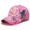Atmungsaktive Blumen Schmetterling Stickerei Hut Verstellbar Damen Baseballkappe Sonnenhut Outdoor Reisen