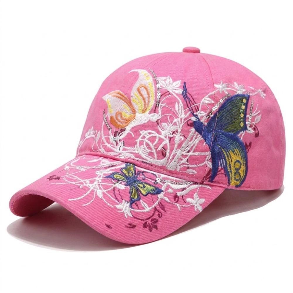 Adjustable Embroidered Baseball Cap Breathable Sun Hat Vintage Curved Brim Hat For Women