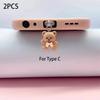 2/1 PCS INS Cartoon Bear Dust Plug Pendant Universal Decorative Accessory For Android iPhone And Headphone Charging Ports