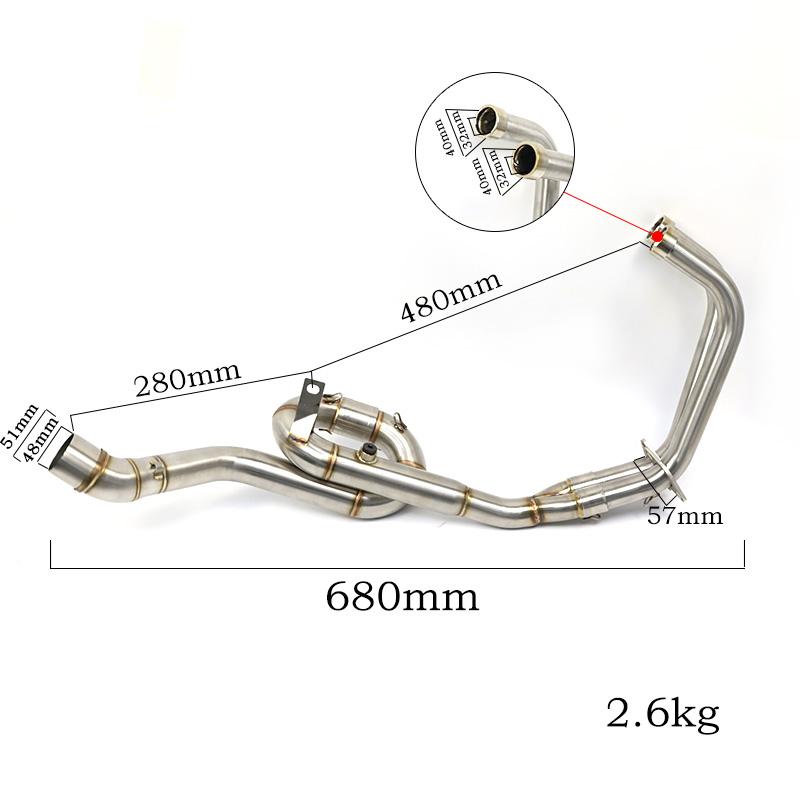 For Yamaha YZF R25 R3 MT03 2015-2020 Stainless Steel Motorcycle Pipe Exhaust Middle Full System Front Link Pipe 51MM