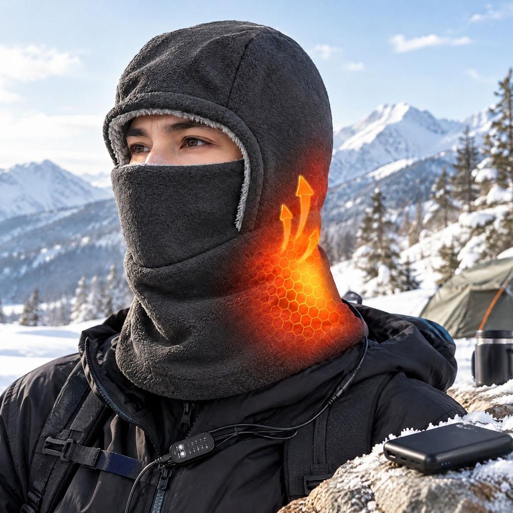 Adult Electric Heated Balaclava Neck Warmer Ski Hat