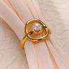 Hot-selling titanium steel ring female simple cold wind irregular personality egg hollow imitation pearl open ring