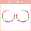 Vibrant Rainbow Acrylic Geometric Earrings Trendy Fashion Statement Jewelry